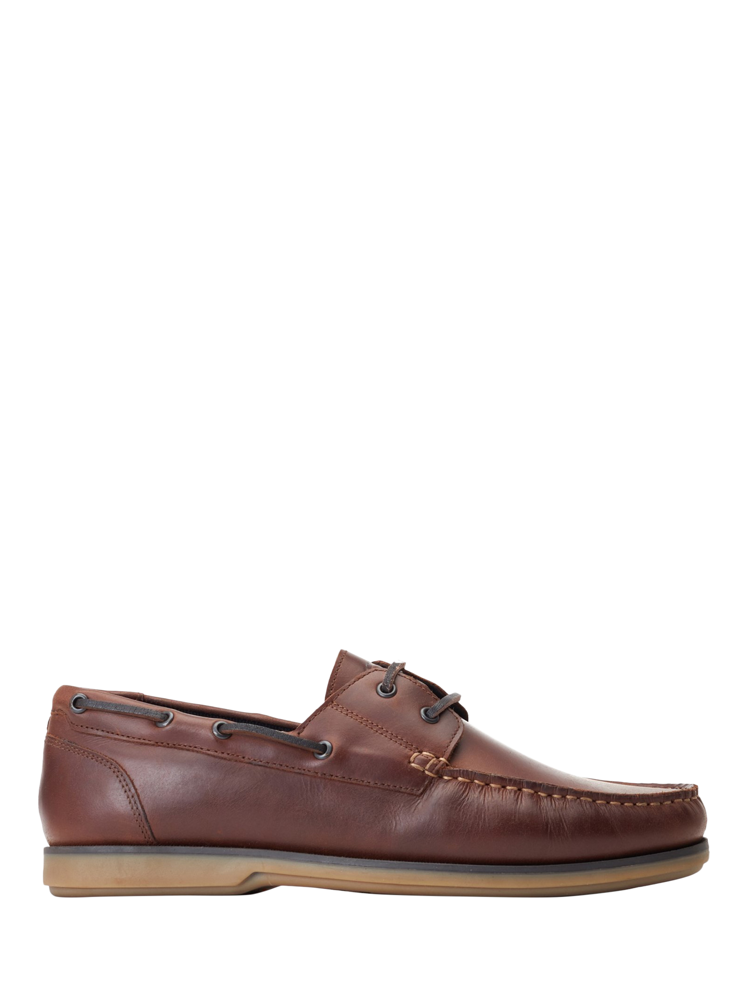 Product image 1 of 5, which shows Base London Stern Leather Boat Shoes, Brown, 7