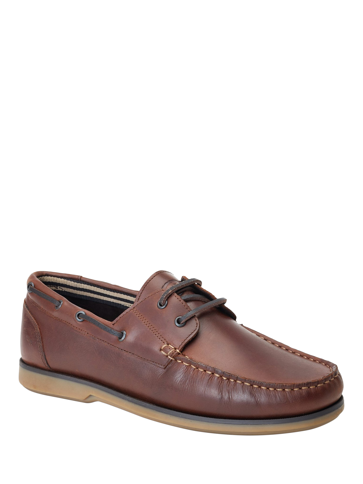 Product image 2 of 5, which shows Base London Stern Leather Boat Shoes, Brown, 7