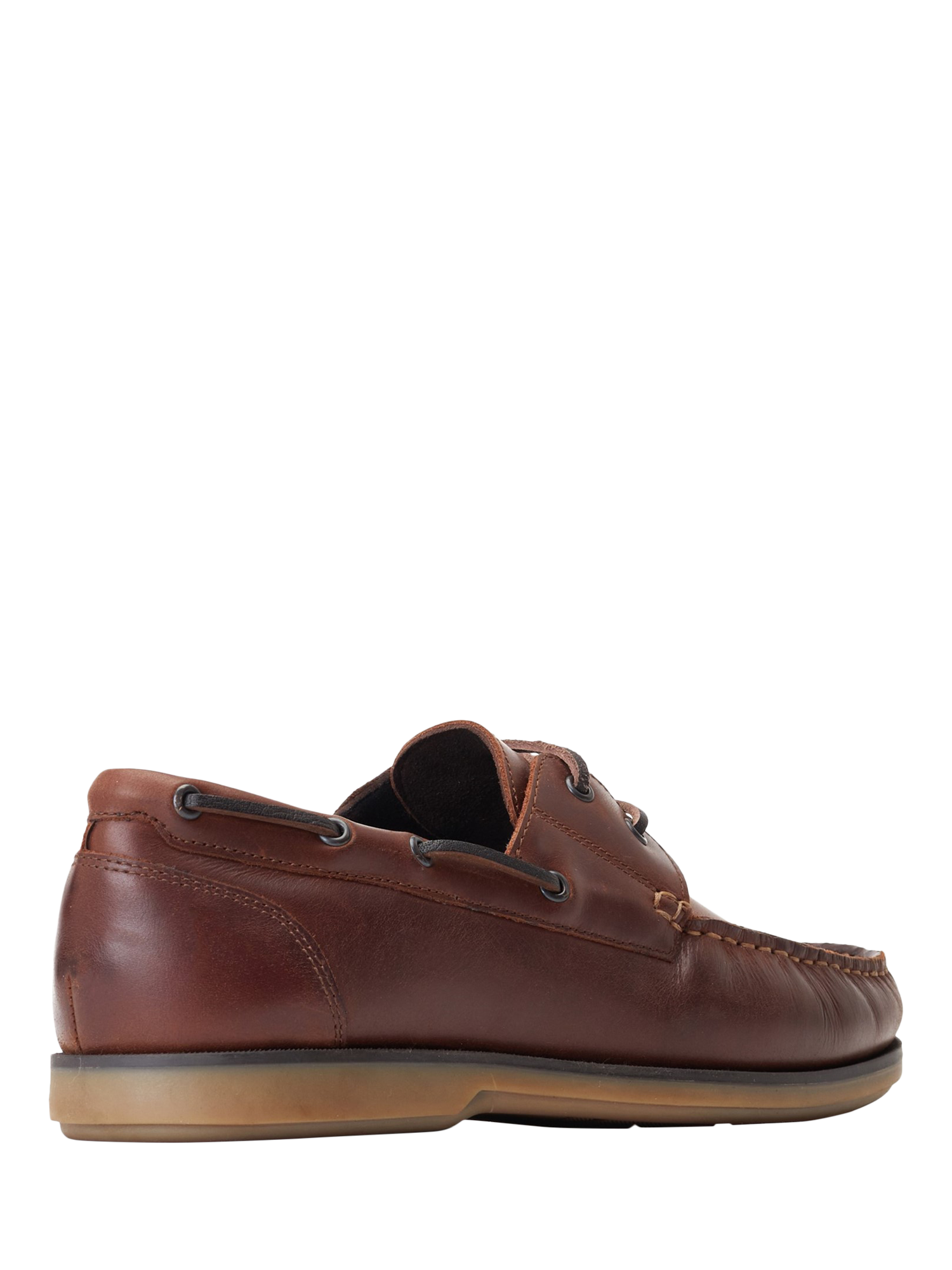 Product image 3 of 5, which shows Base London Stern Leather Boat Shoes, Brown, 7