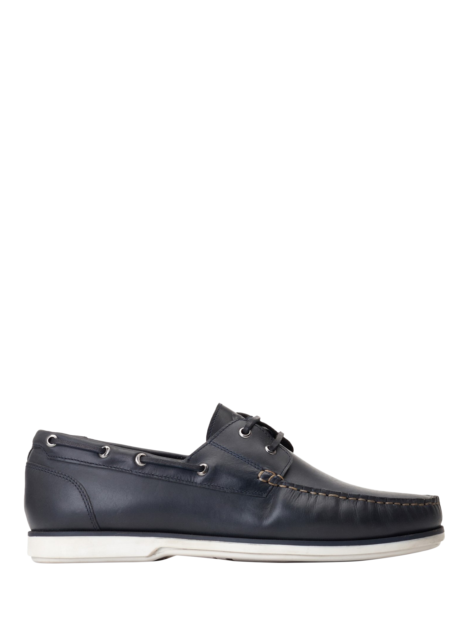 Product image 1 of 5, which shows Base London Stern Leather Boat Shoes, Navy, 7