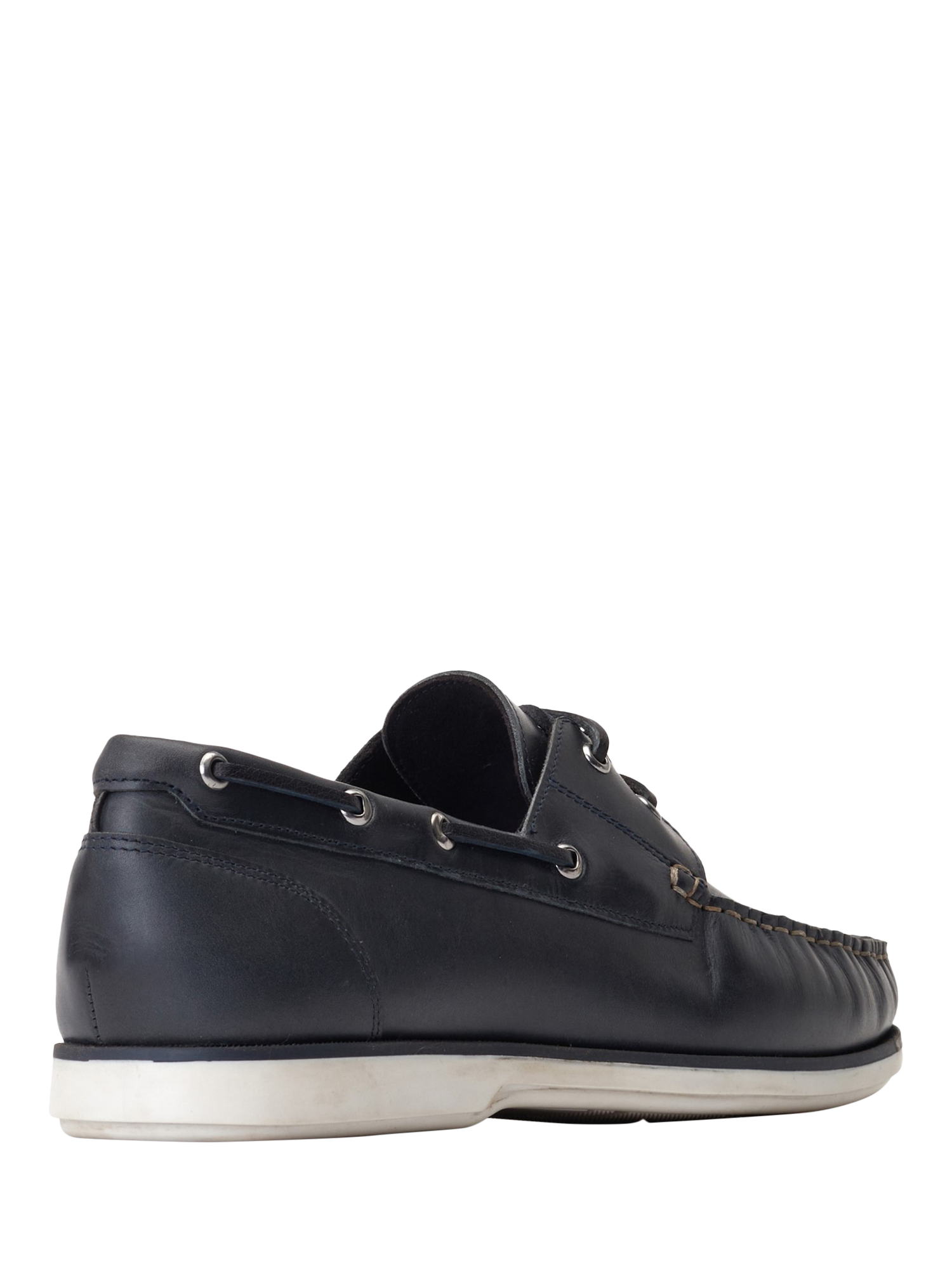 Product image 3 of 5, which shows Base London Stern Leather Boat Shoes, Navy, 7