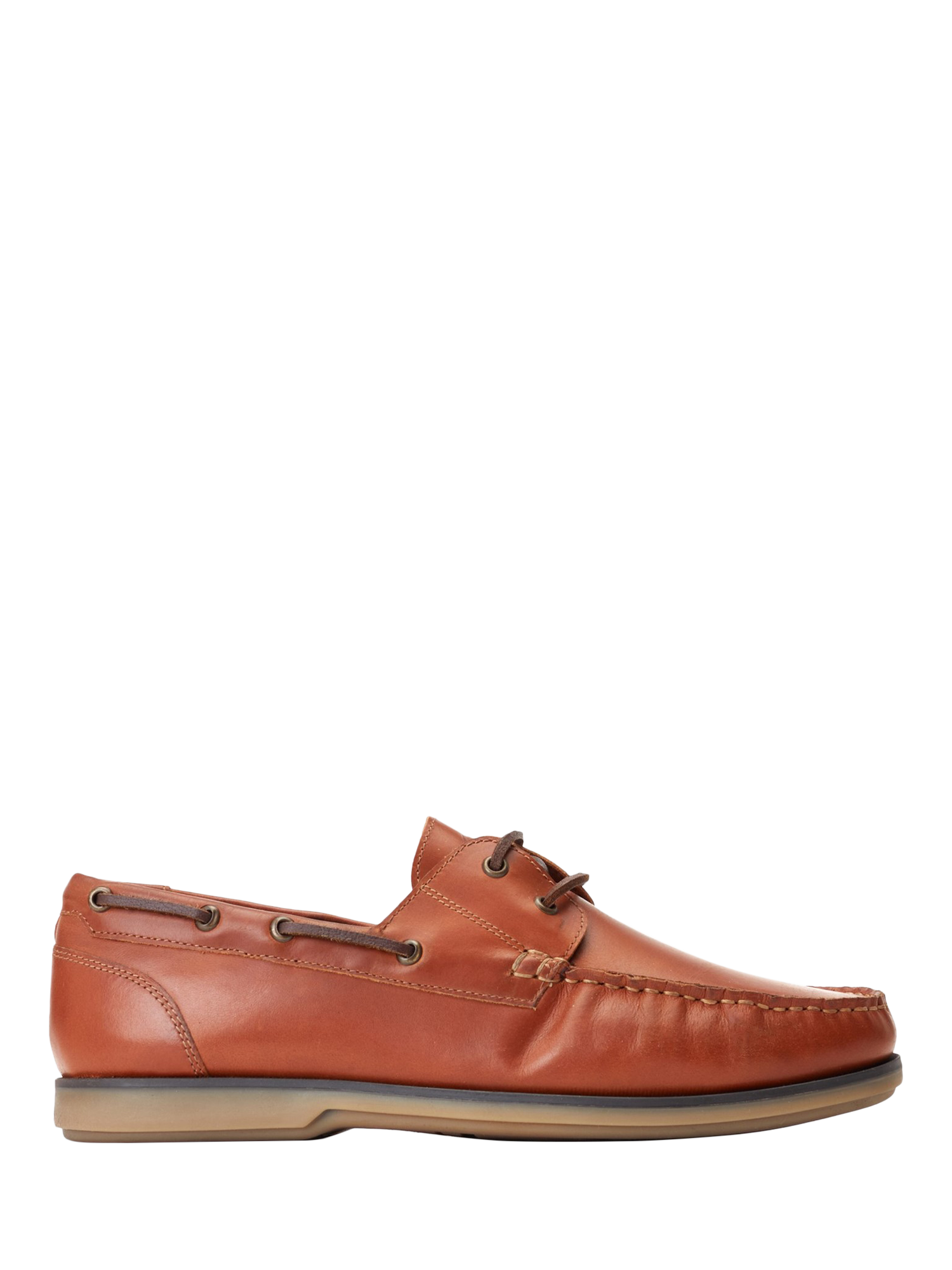 Product image 1 of 5, which shows Base London Stern Leather Boat Shoes, Tan, 7