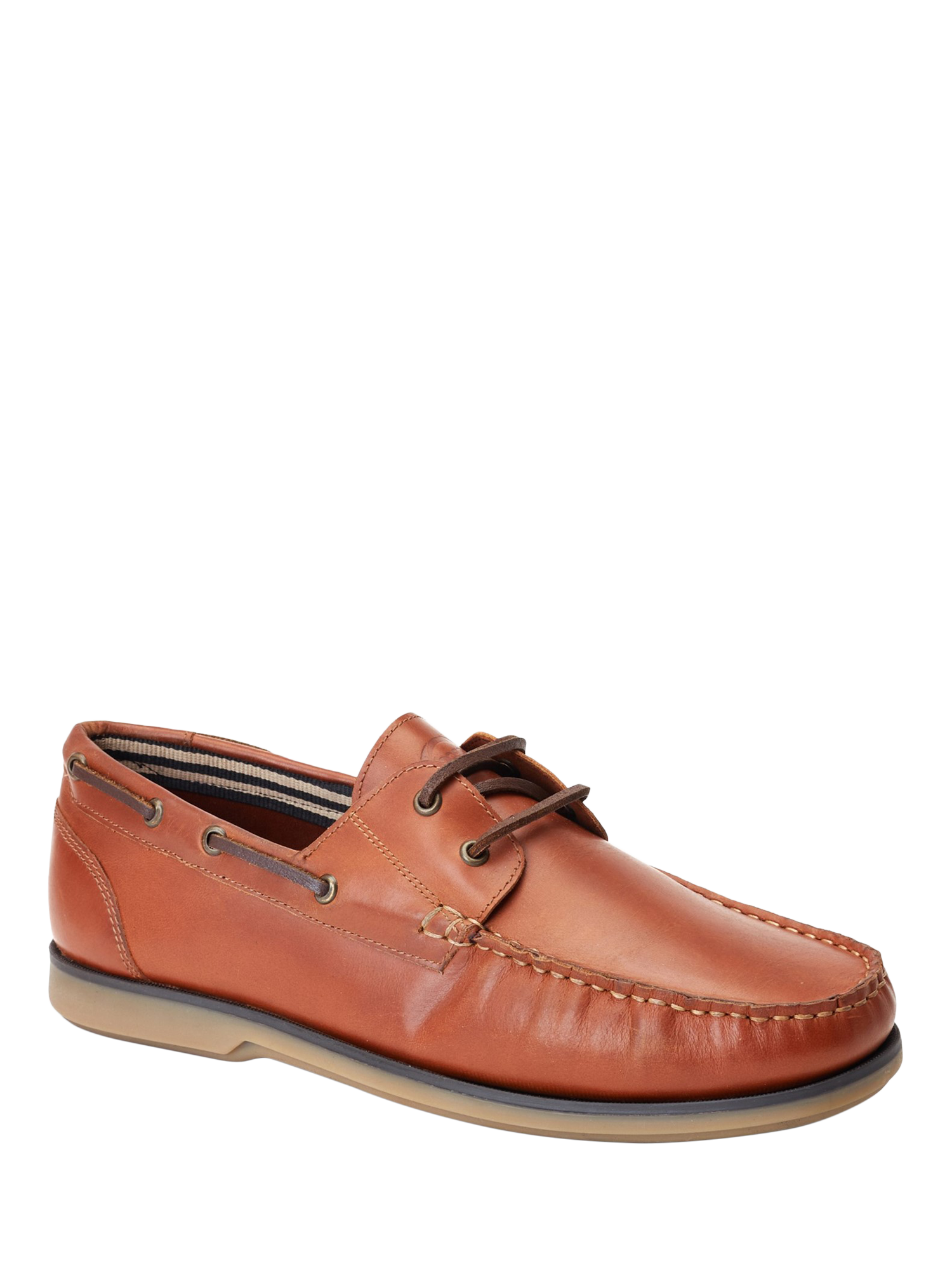 Product image 2 of 5, which shows Base London Stern Leather Boat Shoes, Tan, 7
