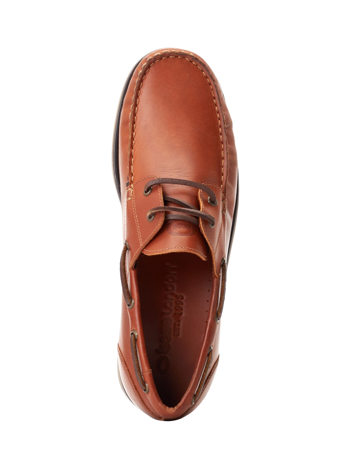Product image 5 of 5, which shows Base London Stern Leather Boat Shoes, Tan, 7