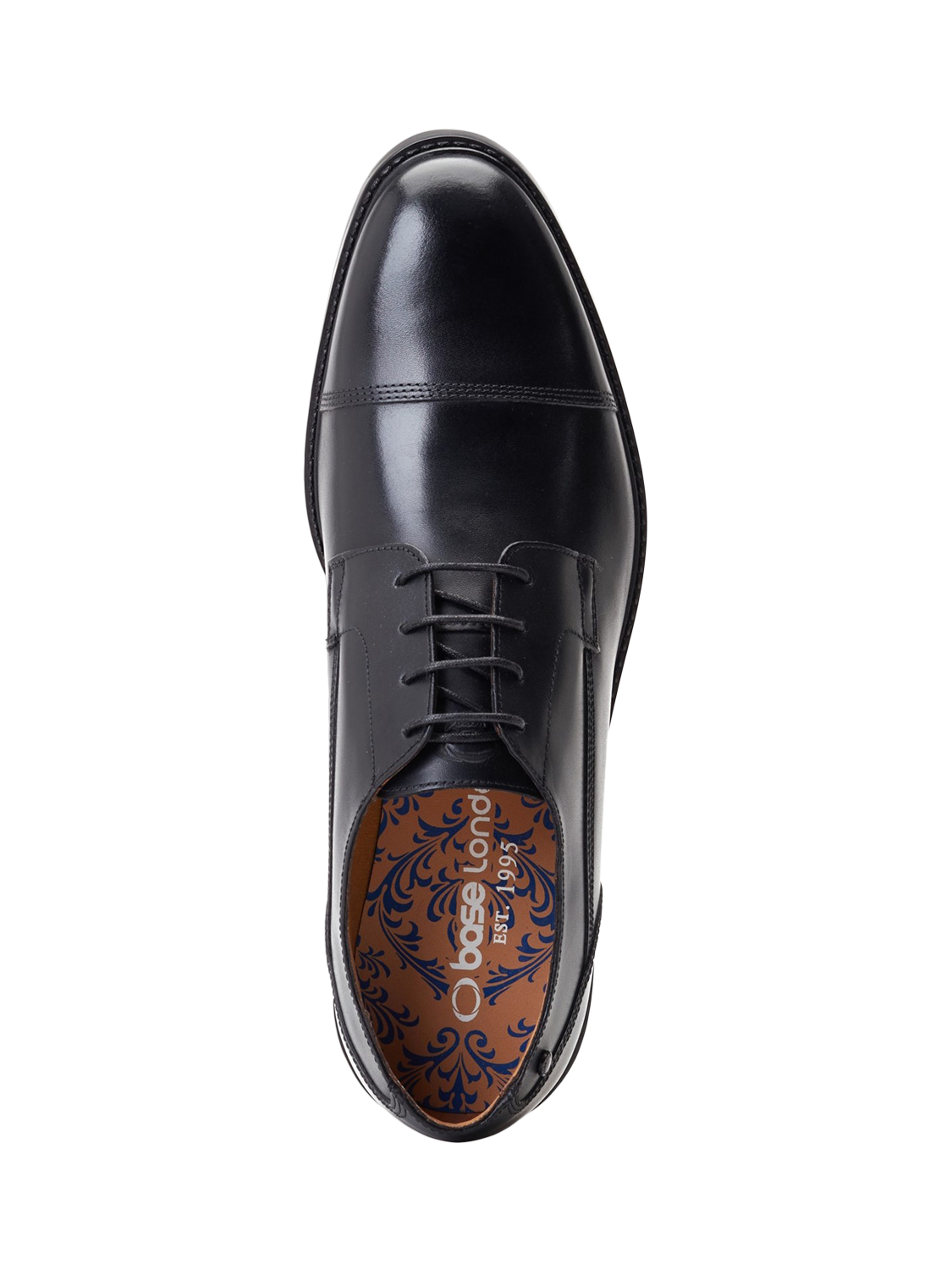 Product image 5 of 5, which shows Base London Magnus Leather Toe-Cap Derby Shoes, Black, 8