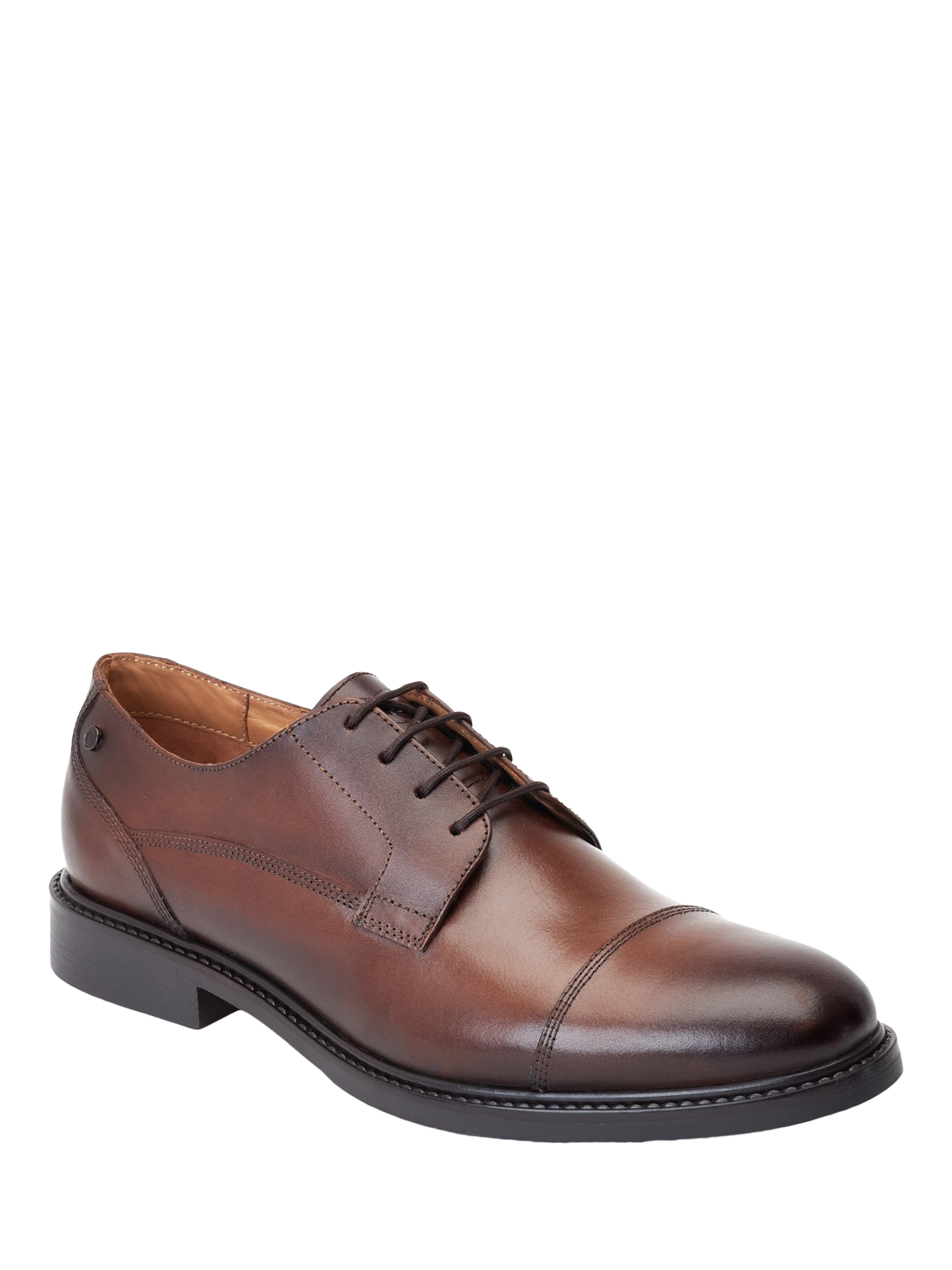 Product image 2 of 5, which shows Base London Magnus Leather Toe-Cap Derby Shoes, Brown, 7