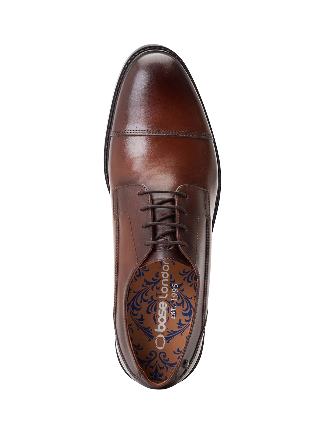 Product image 5 of 5, which shows Base London Magnus Leather Toe-Cap Derby Shoes, Brown, 7