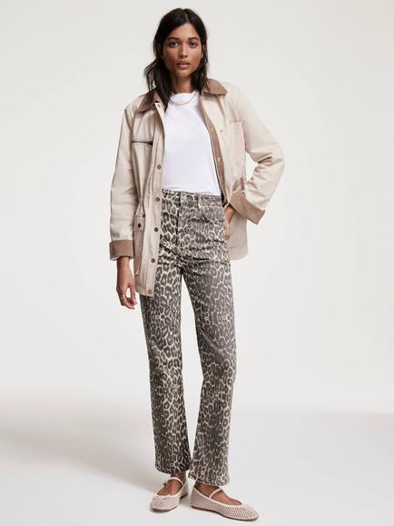 Mint Velvet Leopard Print Slim Jeans, Natural Multi, Natural Multi
