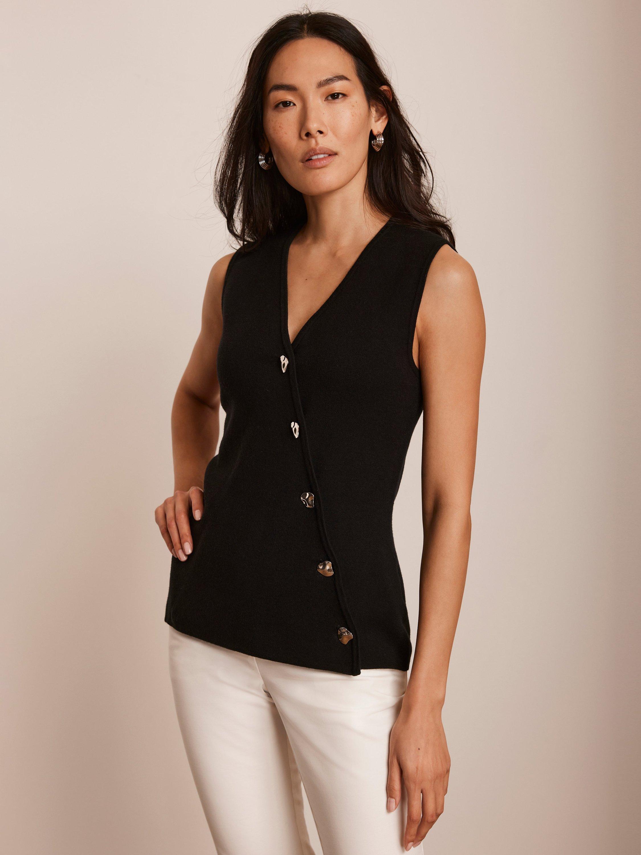 Mint Velvet Asymmetric Knit Waistcoat, Black