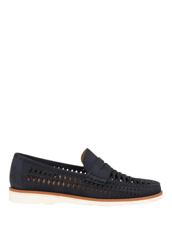 Jones Bootmaker Riptide Woven Leather Moccasins, Navy