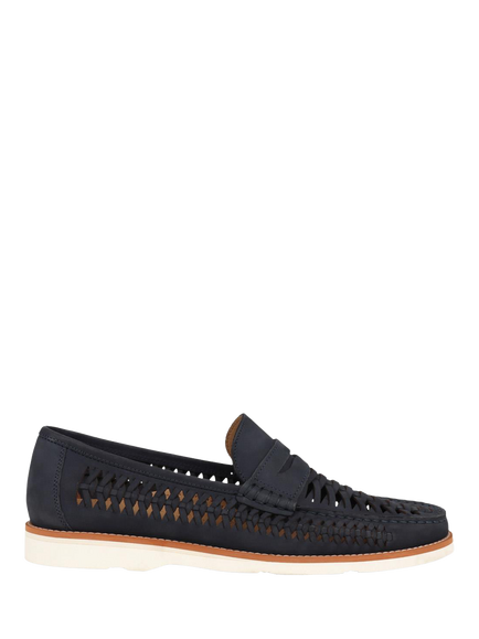 Jones Bootmaker Riptide Woven Leather Moccasins, Navy