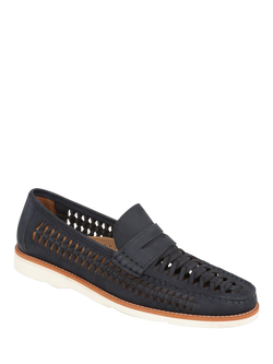 Jones Bootmaker Riptide Woven Leather Moccasins - view 2, Navy