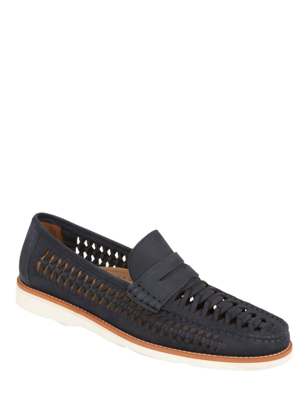 Jones Bootmaker Riptide Woven Leather Moccasins - view 2, Navy