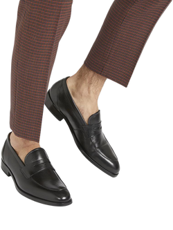 Jones Bootmaker Russell Leather Penny Loafers - view 2, Black