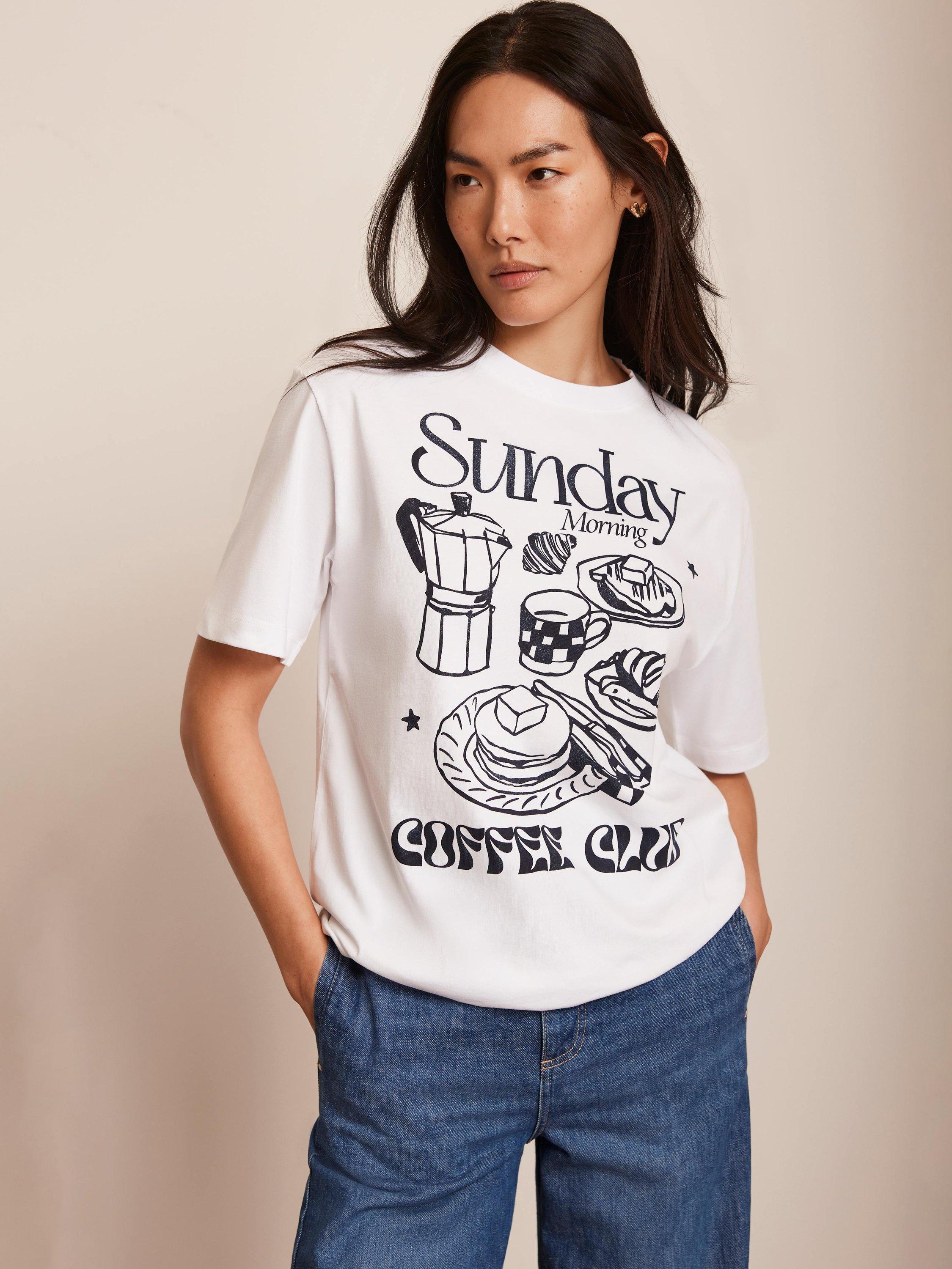 Product image 2 of 8, which shows Mint Velvet Coffee Club T-Shirt, White/Multi, L