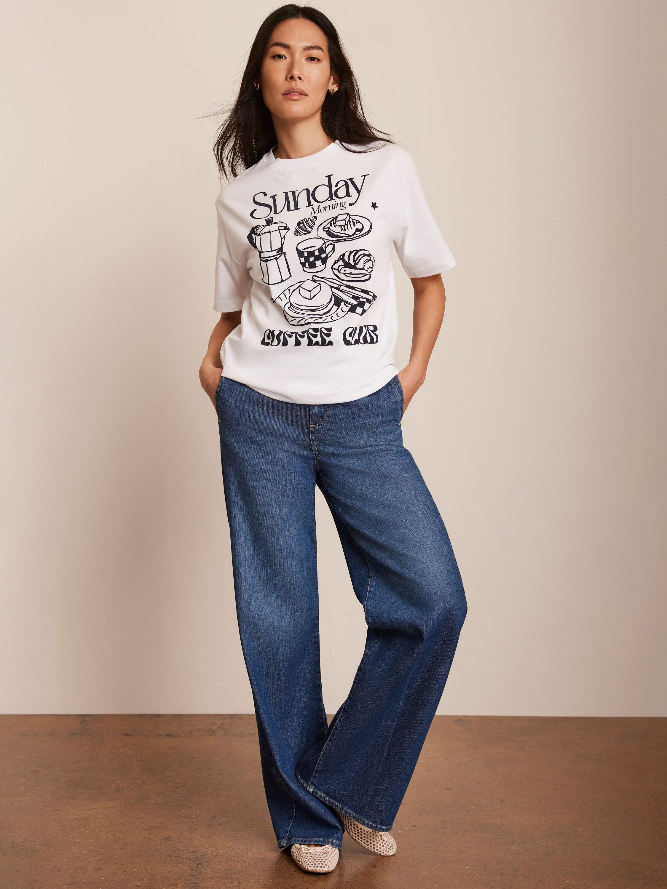 Product image 4 of 8, which shows Mint Velvet Coffee Club T-Shirt, White/Multi, L