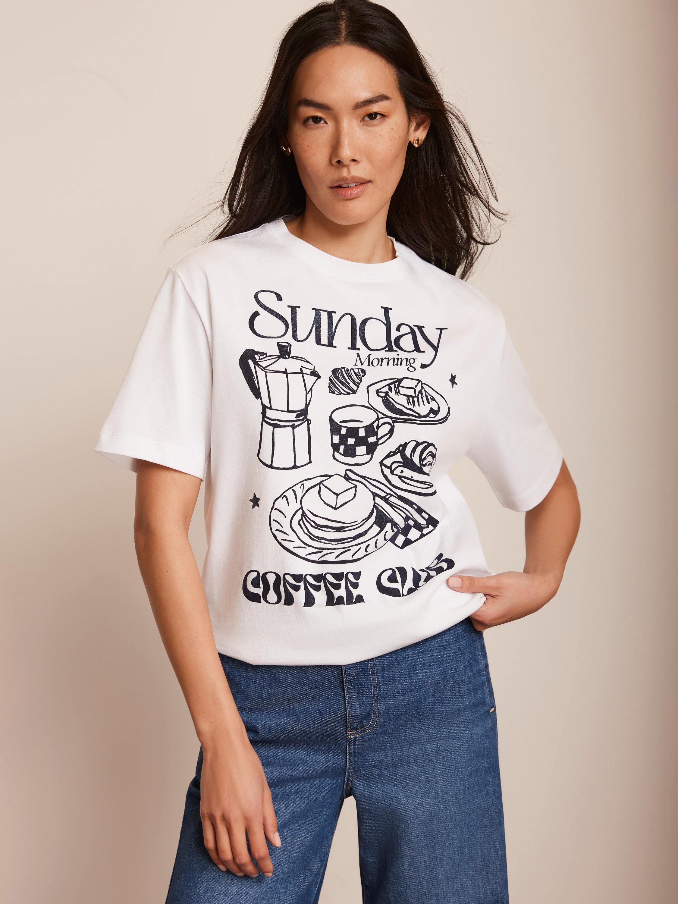 Product image 6 of 8, which shows Mint Velvet Coffee Club T-Shirt, White/Multi, L