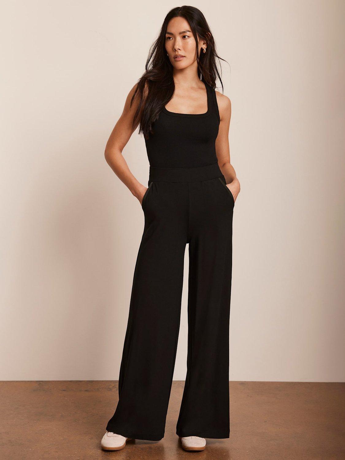 Product image 2 of 8, which shows Mint Velvet Palazzo Wide Leg Trousers, Black, L