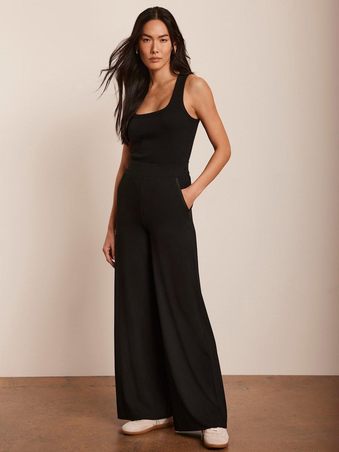 Product image 5 of 8, which shows Mint Velvet Palazzo Wide Leg Trousers, Black, L