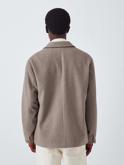 John Lewis Wool Blend Flannel Jacket, Oatmeal - view 2, Oatmeal