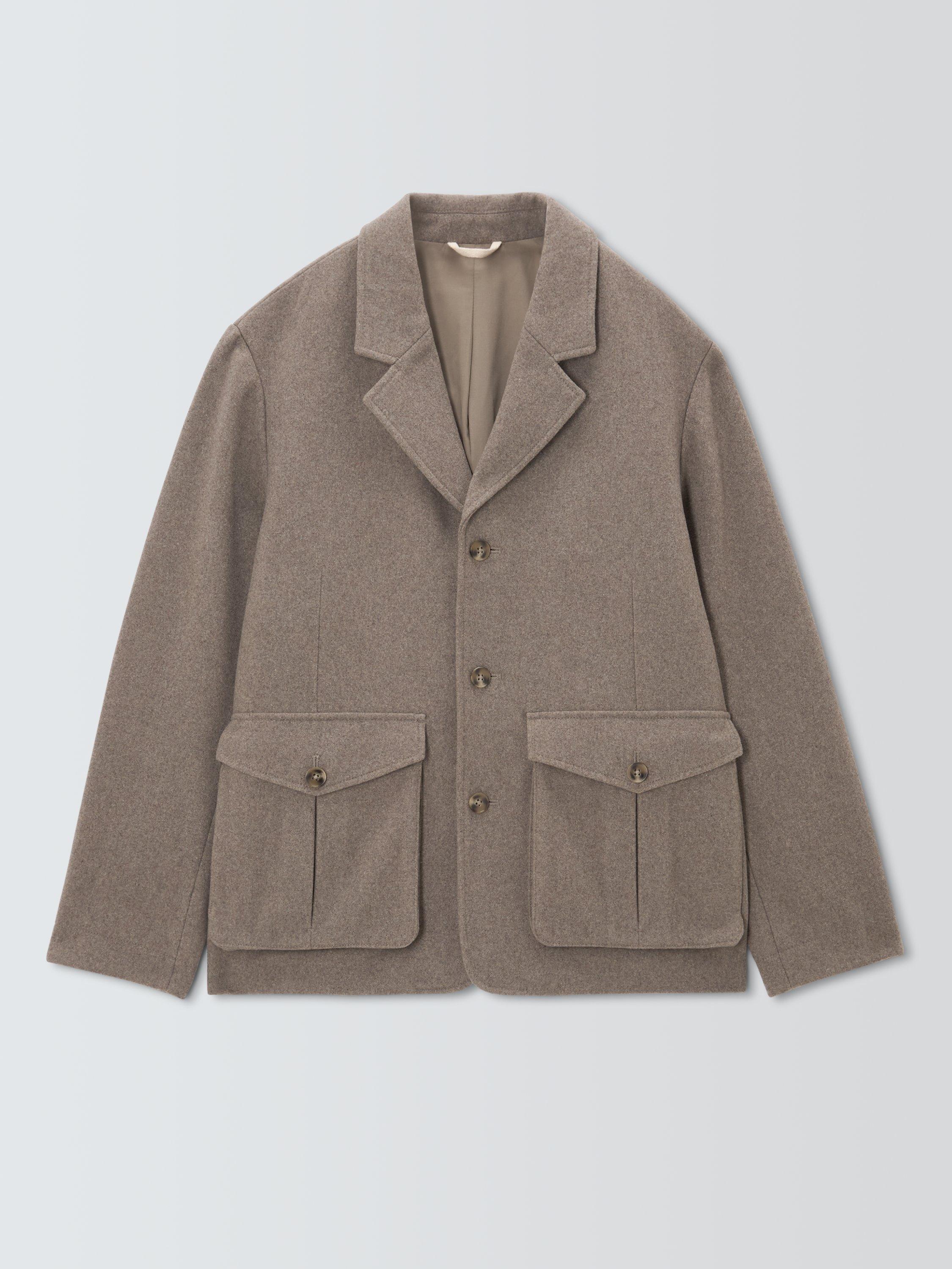Product image 5 of 6, which shows John Lewis Wool Blend Flannel Jacket, Oatmeal, S