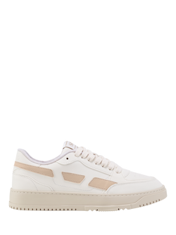 SAYE M82 Hybrid Vegan Leather Lace Up Trainers, White/Beige, White/Beige