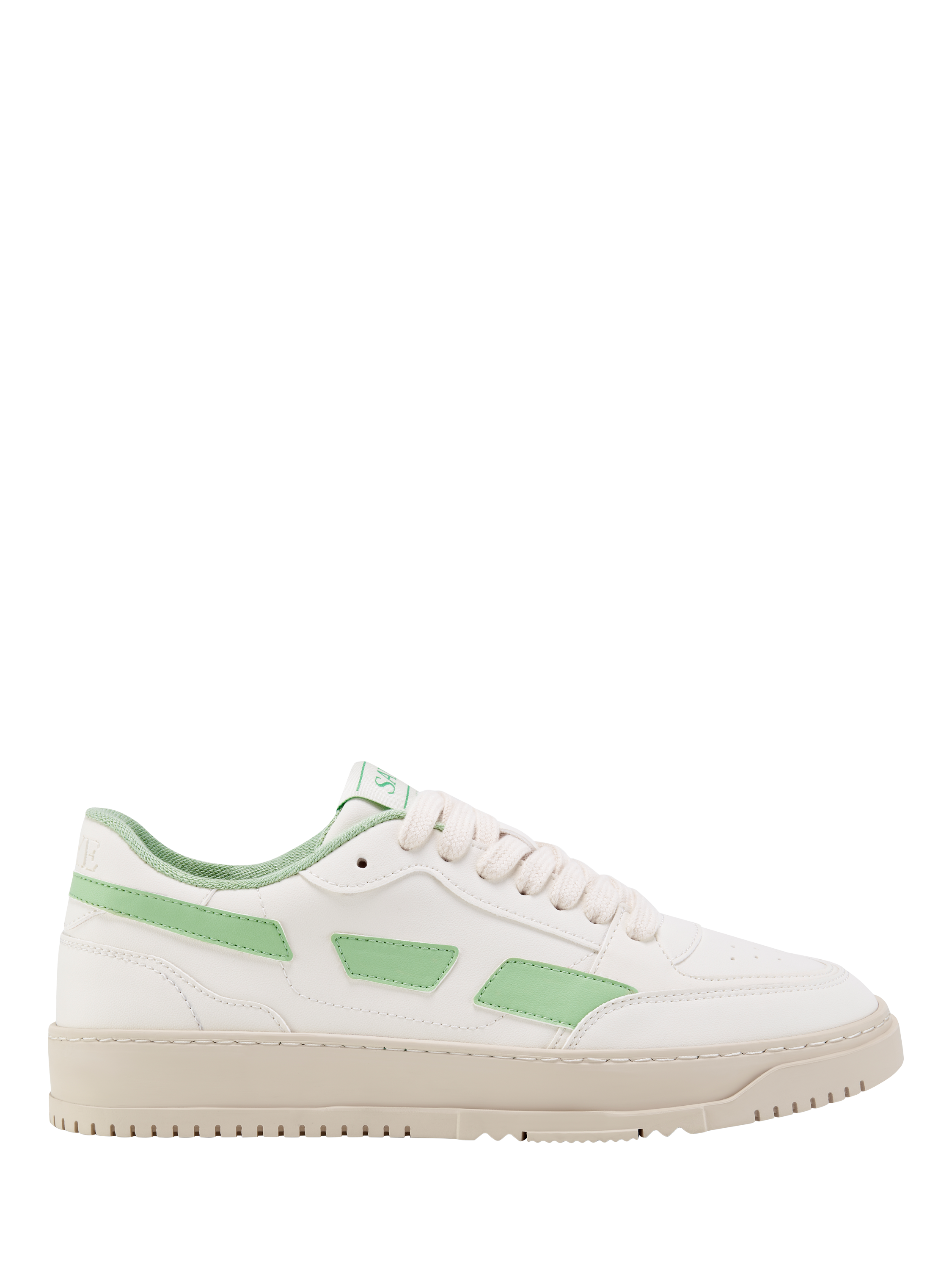 Product image 1 of 5, which shows SAYE M82 Hybrid Vegan Leather Lace Up Trainers, White/Multi, EU37