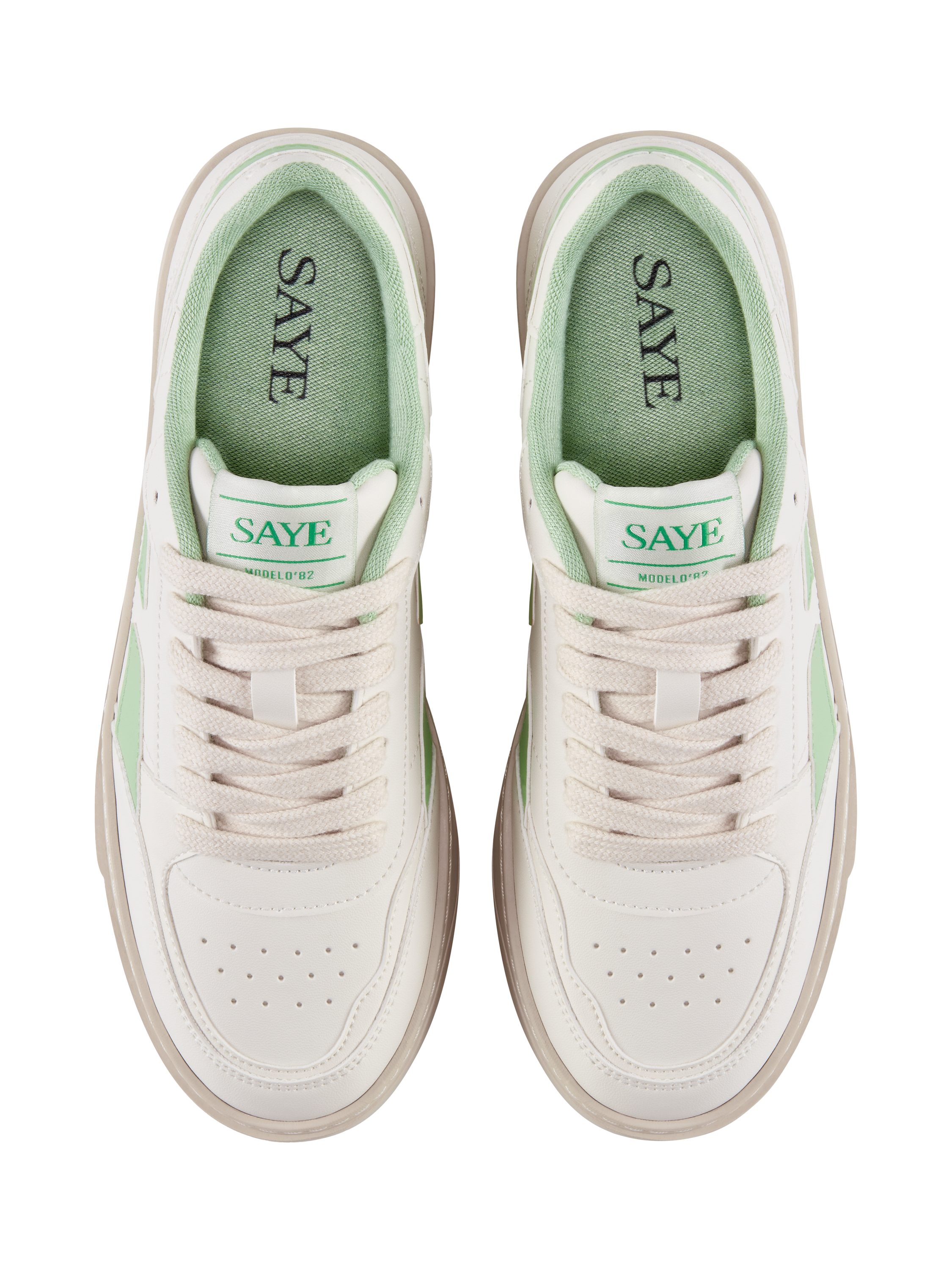 Product image 3 of 5, which shows SAYE M82 Hybrid Vegan Leather Lace Up Trainers, White/Multi, EU37