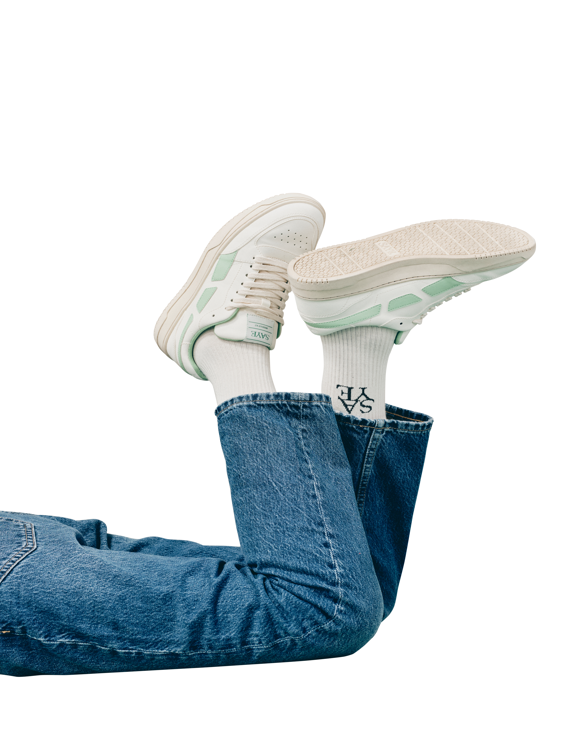 Product image 4 of 5, which shows SAYE M82 Hybrid Vegan Leather Lace Up Trainers, White/Multi, EU37