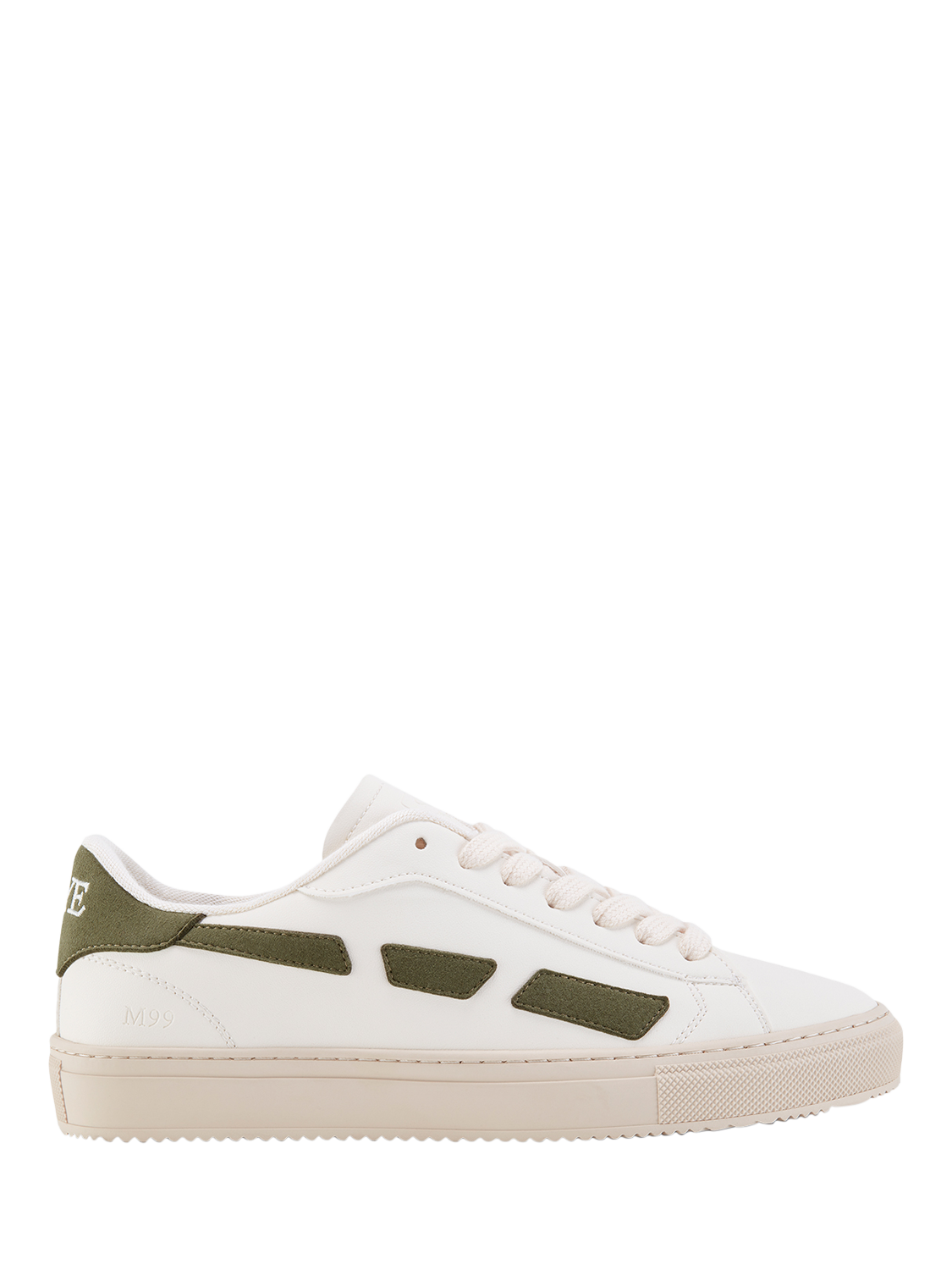 Product image 1 of 5, which shows SAYE M99 City Vegan Leather Lace Up Trainers, White/Multi, EU38