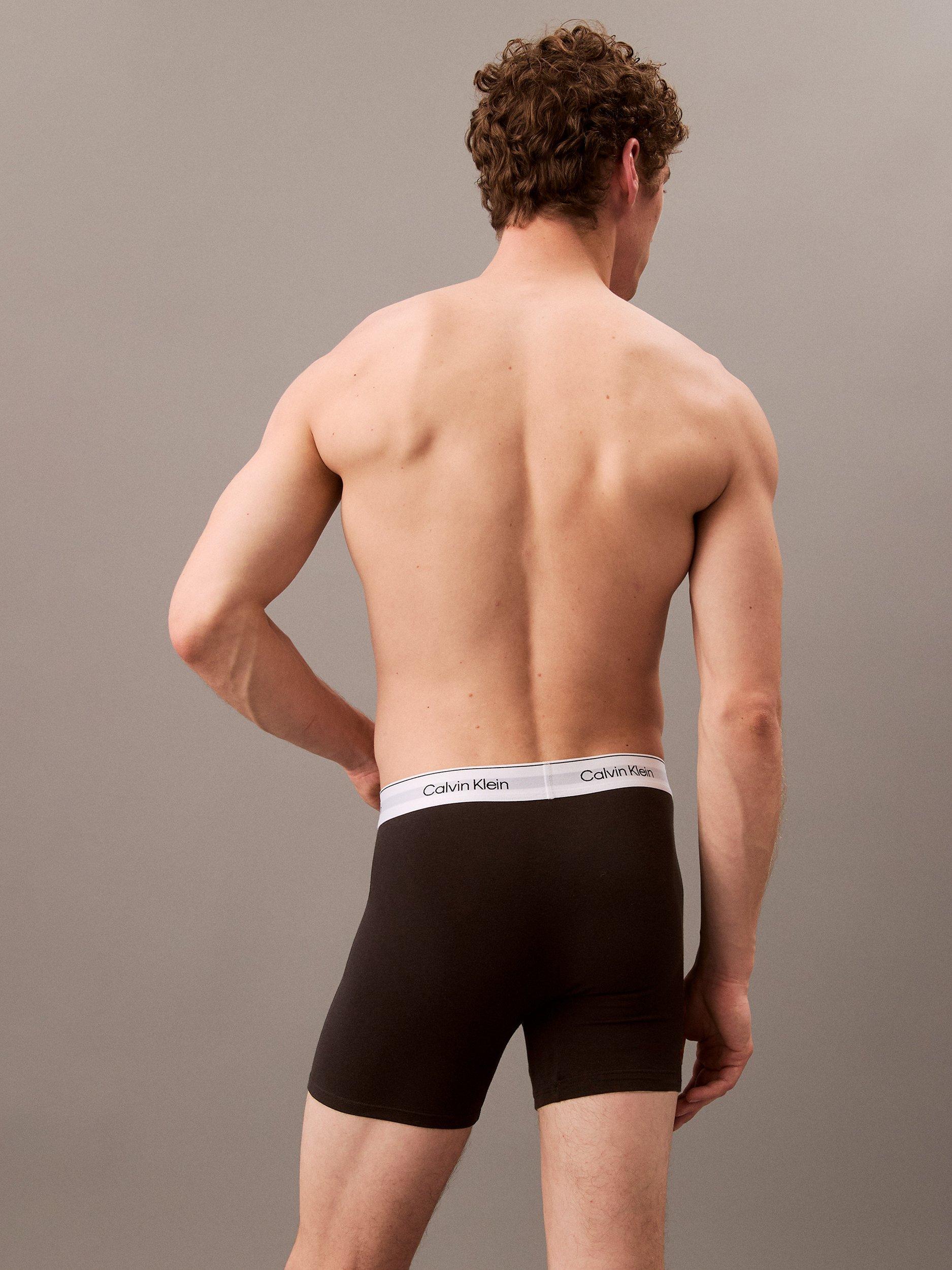 Product image 3 of 6, which shows Calvin Klein Icon Stretch Cotton Boxer Briefs, Pack of 3, Black, XS