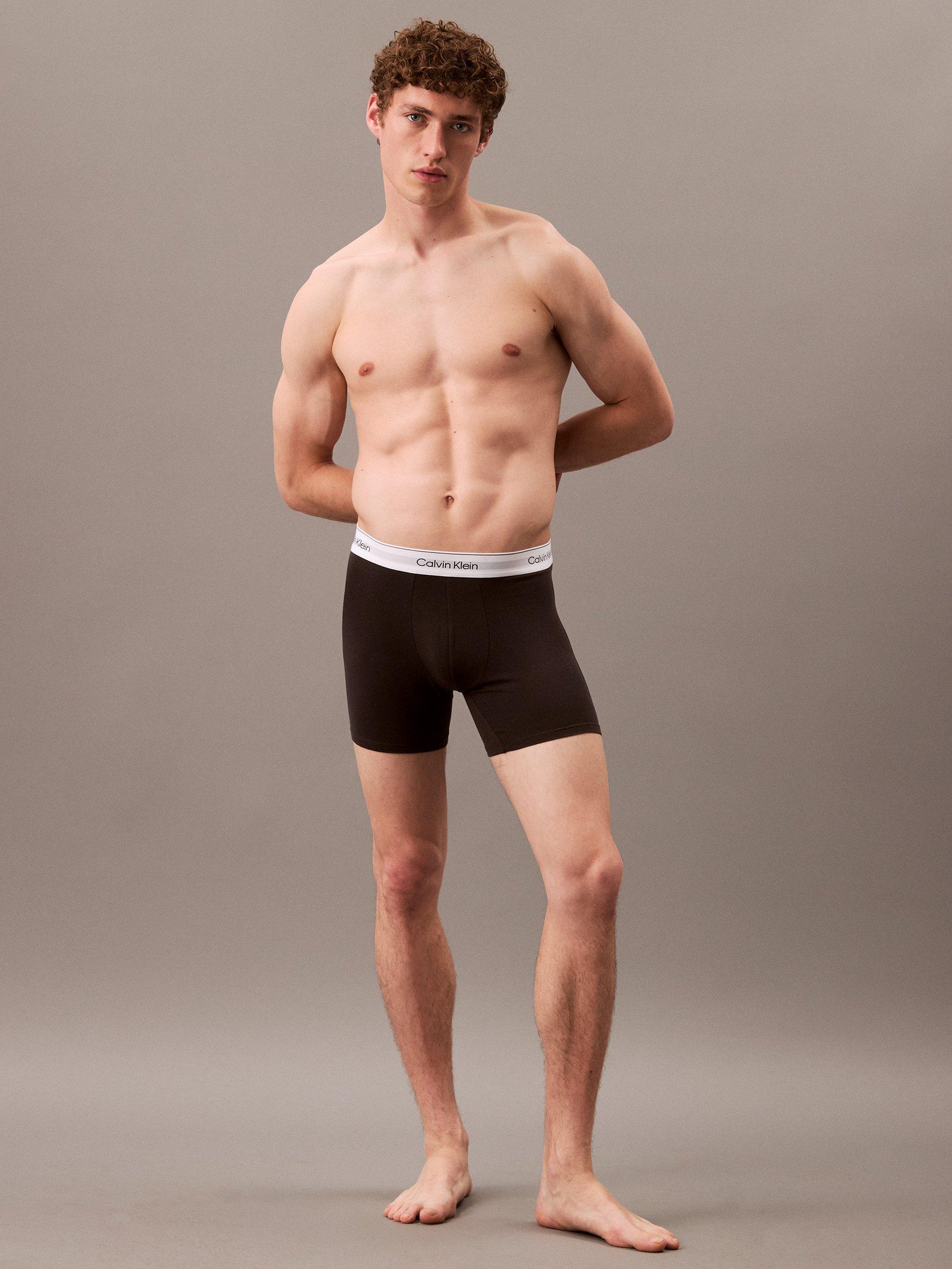 Product image 4 of 6, which shows Calvin Klein Icon Stretch Cotton Boxer Briefs, Pack of 3, Black, XS