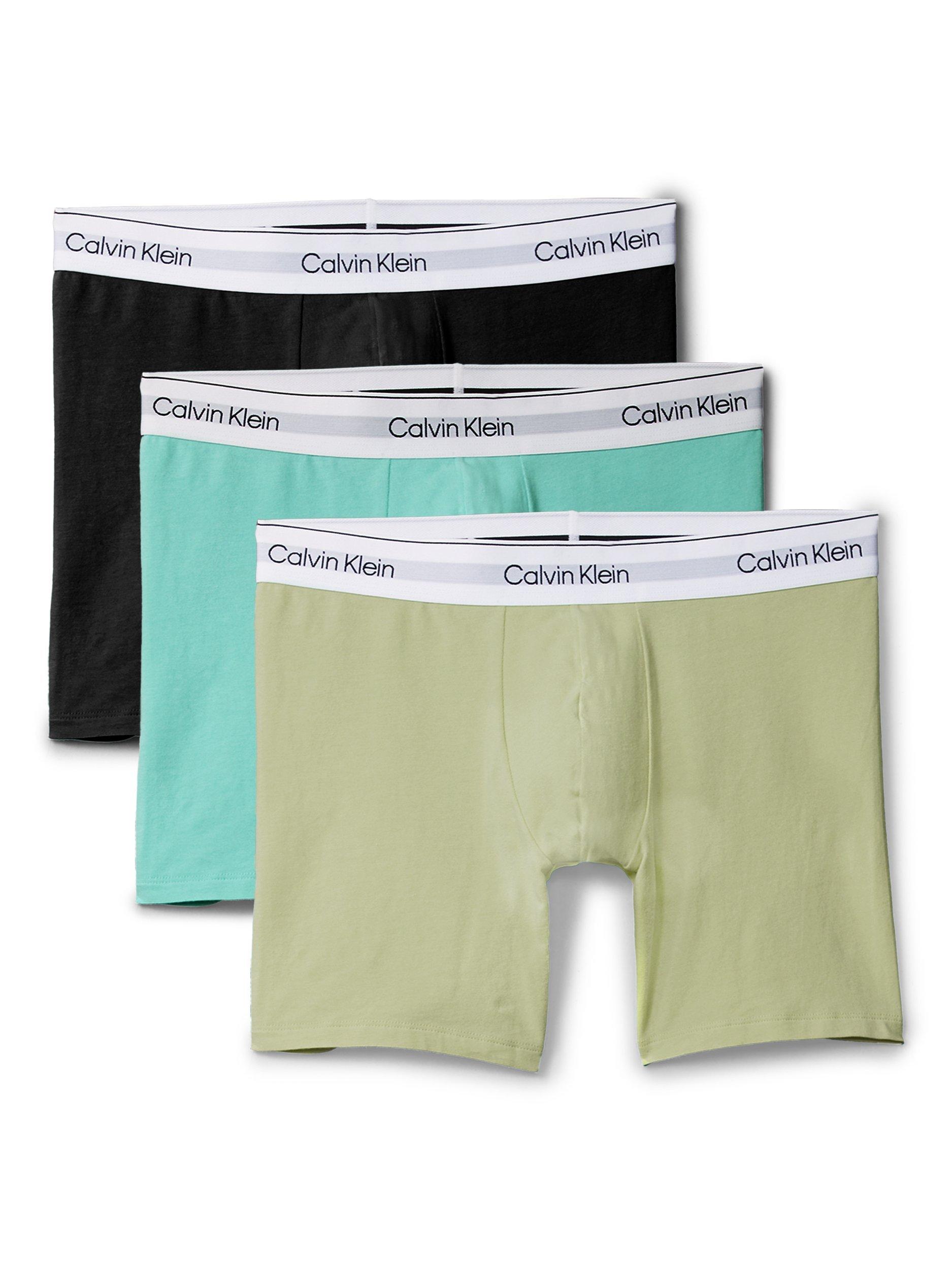 Calvin Klein Icon Stretch Cotton Boxer Briefs, Pack of 3, Black/Beau Blue/Green