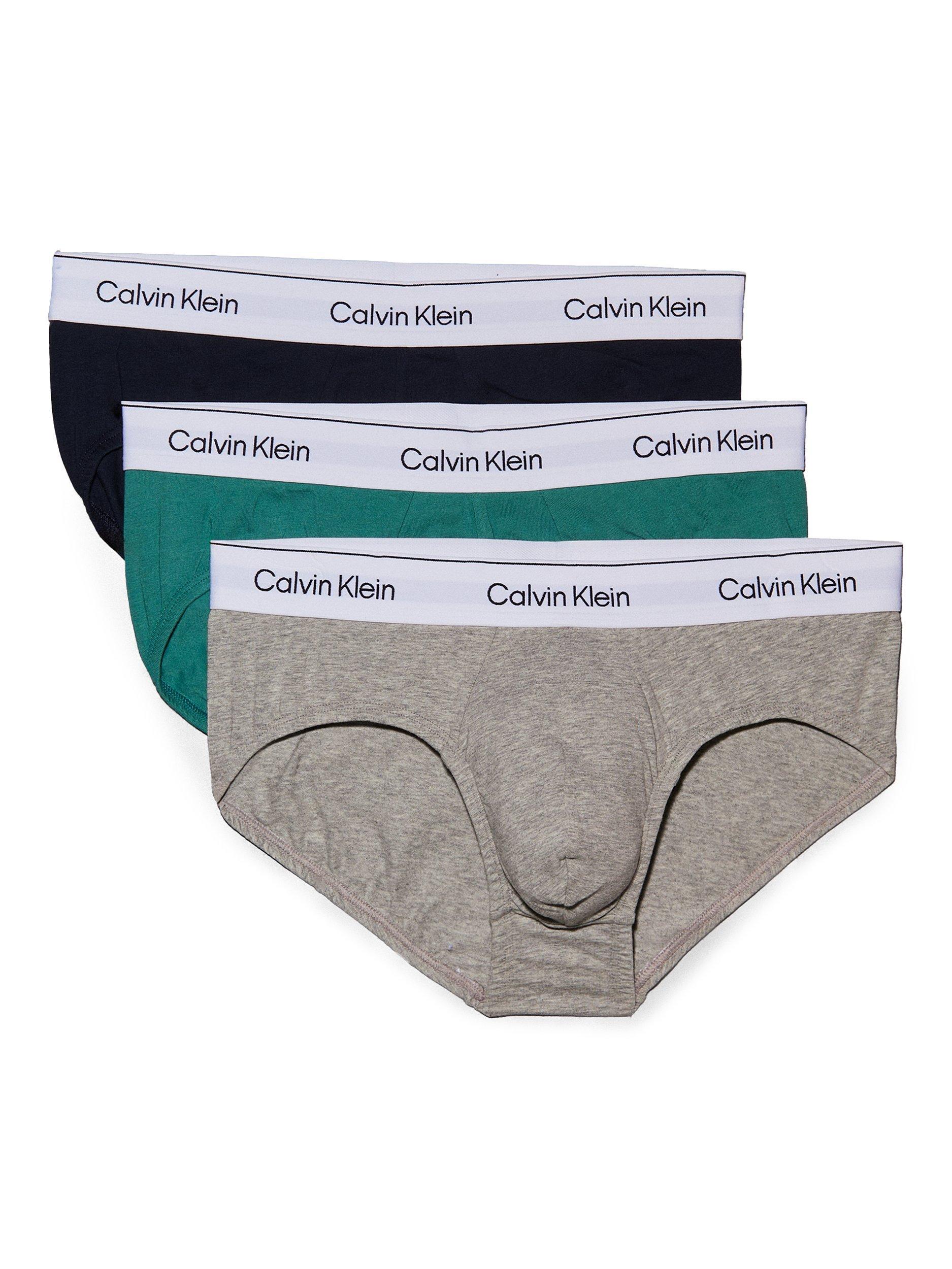Product image 1 of 5, which shows Calvin Klein Icon Cotton Stretch Briefs, Pack of 3, Shoreline/Grey Heather, XS