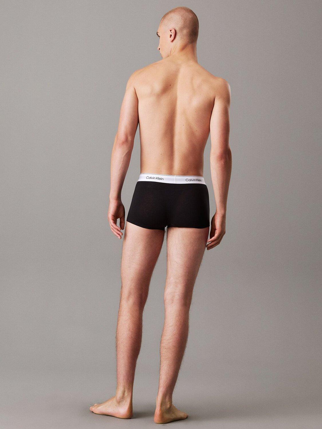Product image 3 of 5, which shows Calvin Klein Icon Cotton Stretch Low Rise Trunks, Pack of 3, Black, XS