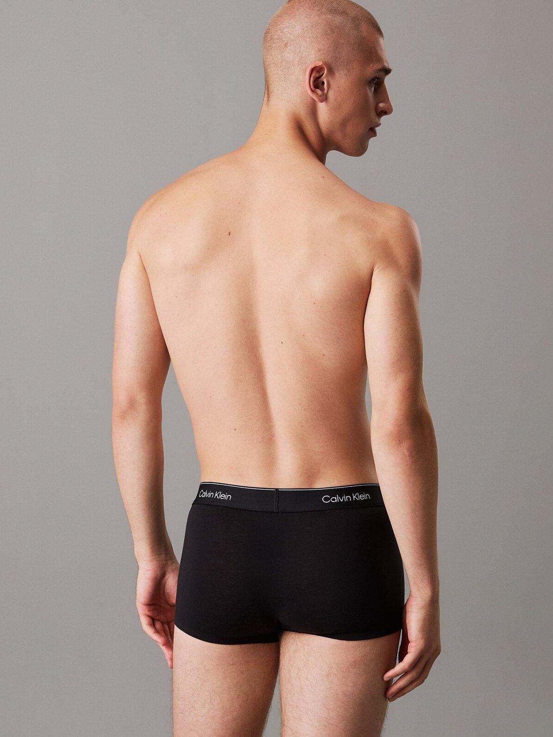 Product image 2 of 4, which shows Calvin Klein Icon Cotton Stretch Low Rise Trunks, Pack of 3, Black Multi, XS