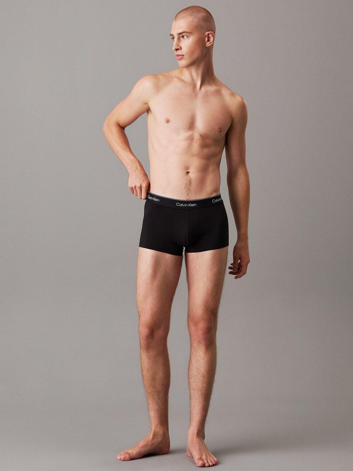 Product image 3 of 4, which shows Calvin Klein Icon Cotton Stretch Low Rise Trunks, Pack of 3, Black Multi, XS
