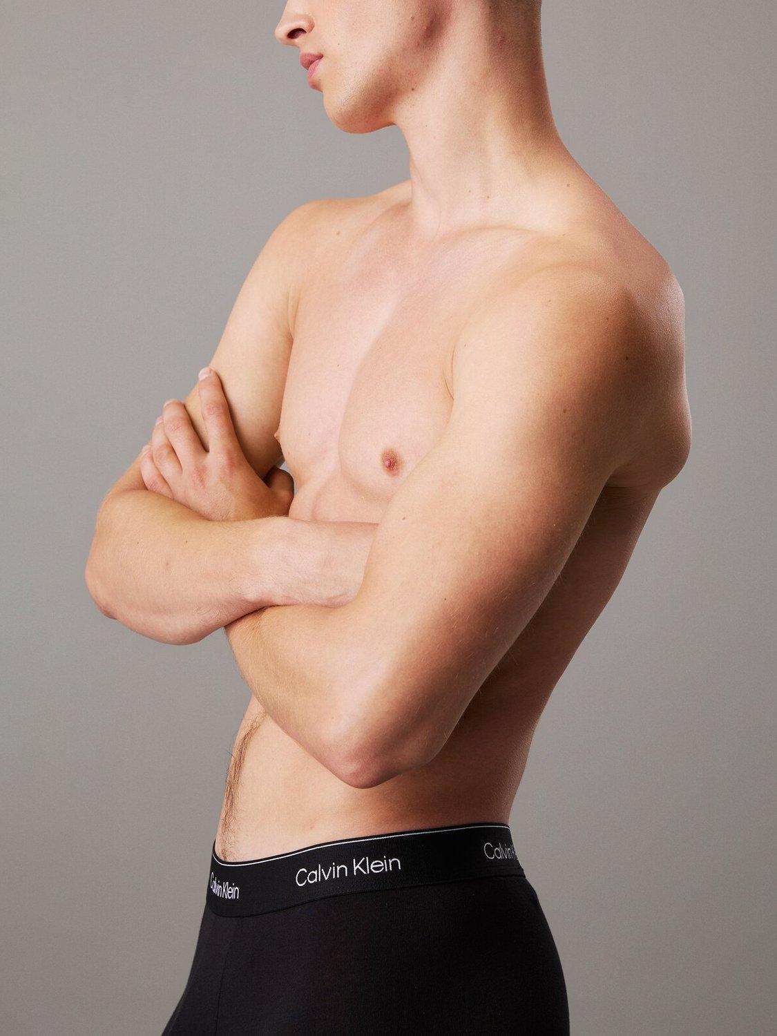 Product image 4 of 4, which shows Calvin Klein Icon Cotton Stretch Low Rise Trunks, Pack of 3, Black Multi, XS