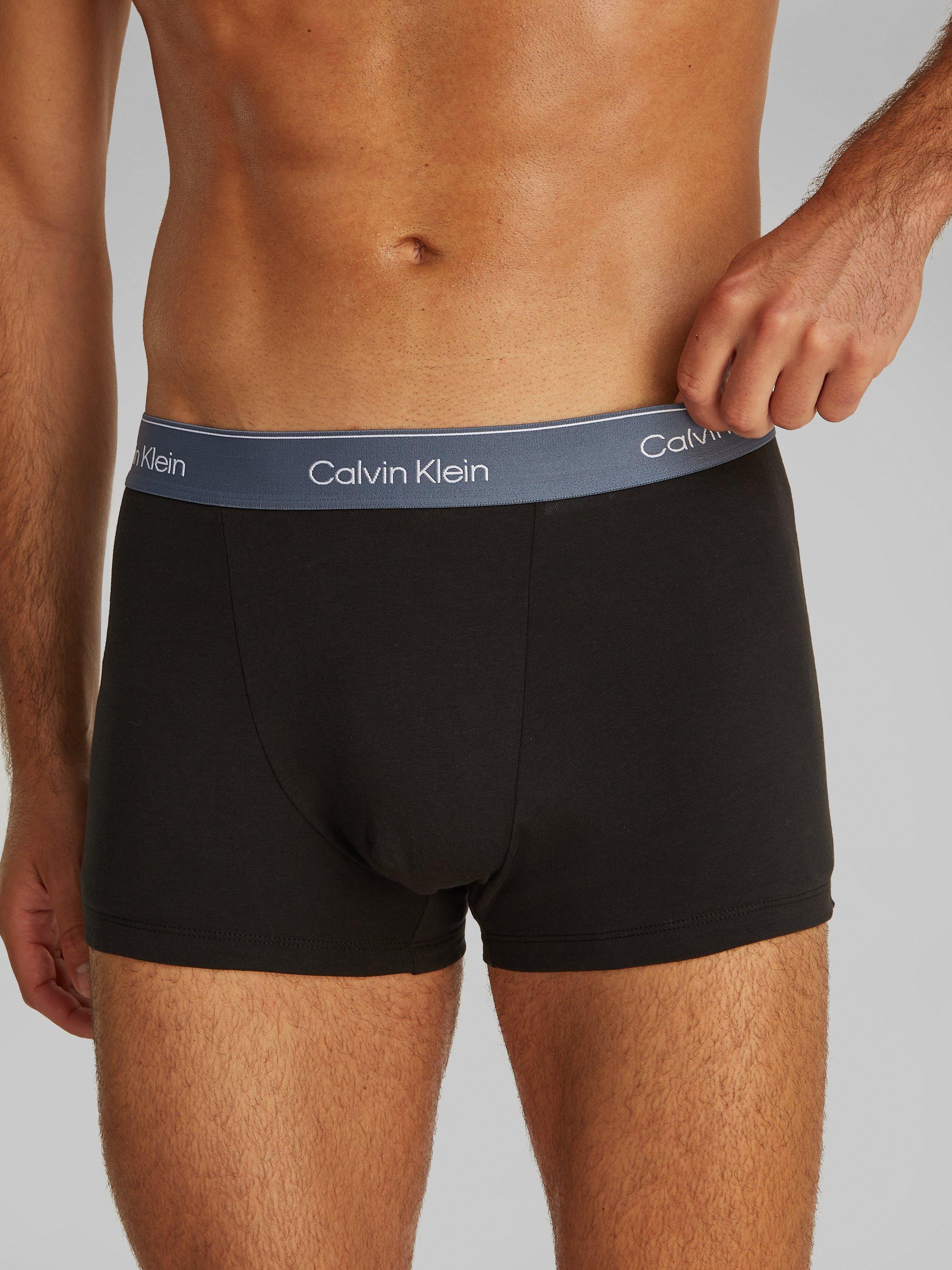 Product image 5 of 5, which shows Calvin Klein Icon Cotton Trunks, Pack of 3, Black/Multi, XS