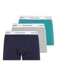 Calvin Klein Icon Cotton Stretch Relaxed Dart Trunks, Pack of 3, Shoreline/Grey Heather/Navy