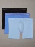 Calvin Klein Icon Cotton Stretch Relaxed Dart Trunks, Pack of 3, Black/Glacier/Blue