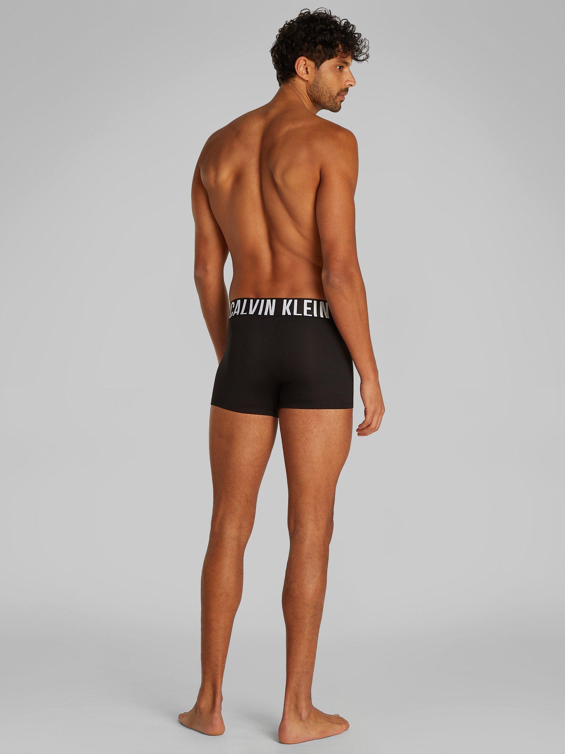 Product image 3 of 6, which shows Calvin Klein Intense Power Waistband Trunks, Pack of 3, Black/Misty Grey, XS