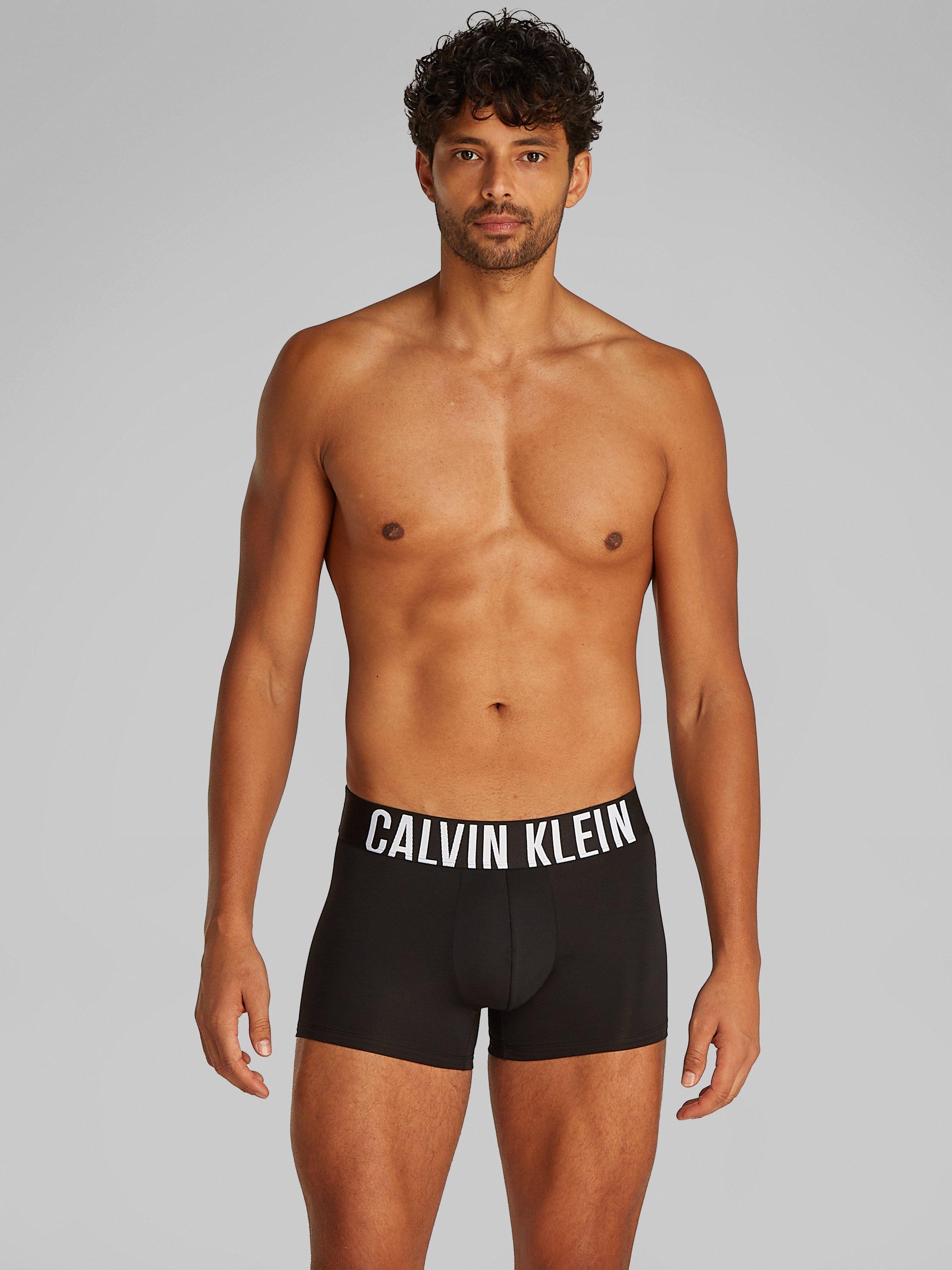 Product image 5 of 6, which shows Calvin Klein Intense Power Waistband Trunks, Pack of 3, Black/Misty Grey, XS