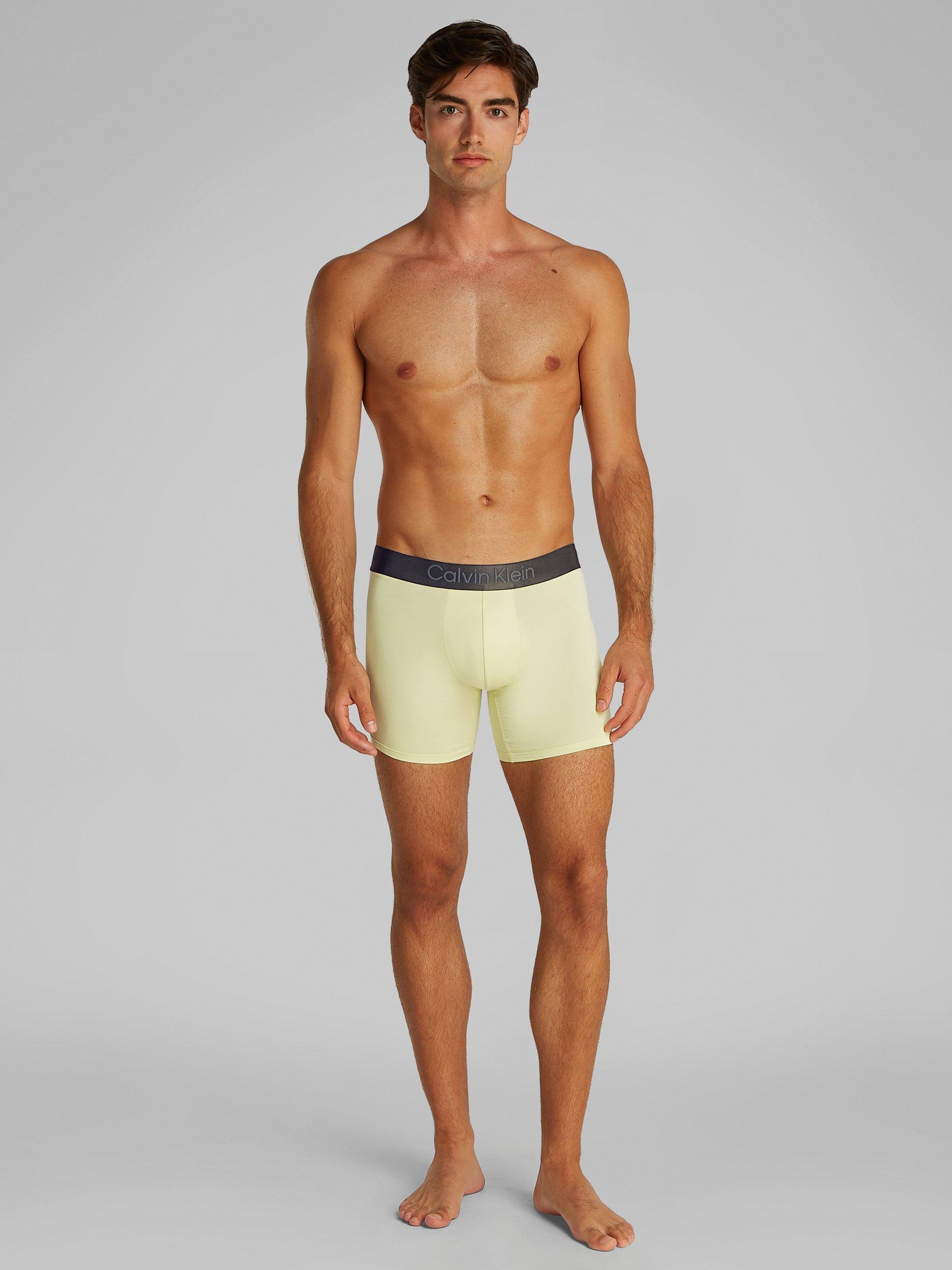 Product image 3 of 5, which shows Calvin Klein Micro Stretch Boxer Shorts, Pack of 3, Pale Yellow/Stratosphere, S