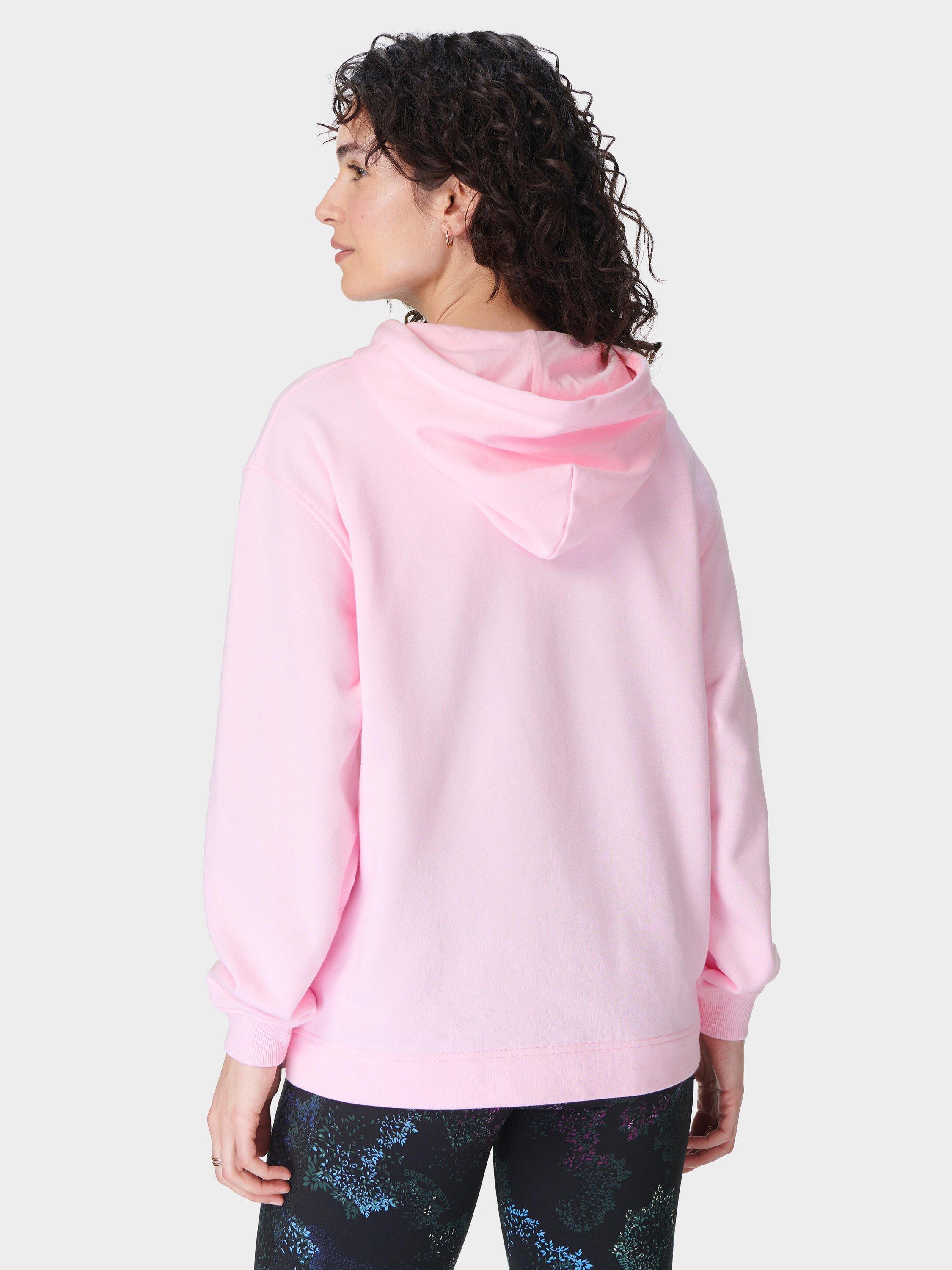 Product image 2 of 7, which shows Sweaty Betty Revive Longline Organic Cotton Rich Hoodie, Nerine Pink, L-XL