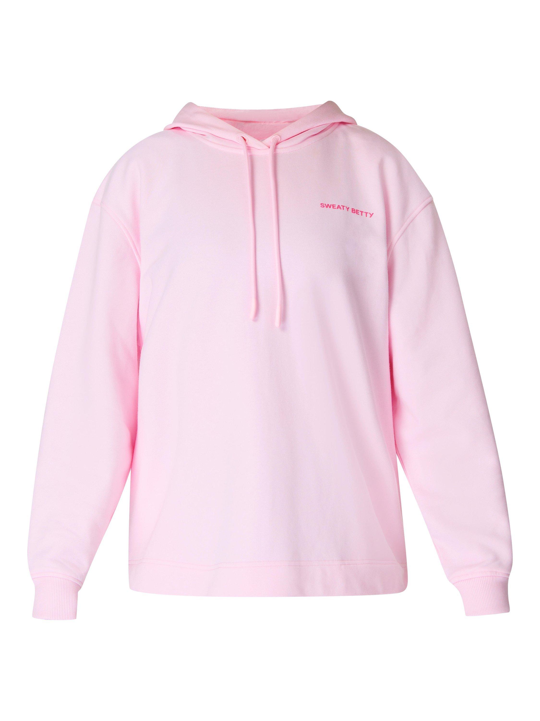 Product image 4 of 7, which shows Sweaty Betty Revive Longline Organic Cotton Rich Hoodie, Nerine Pink, L-XL