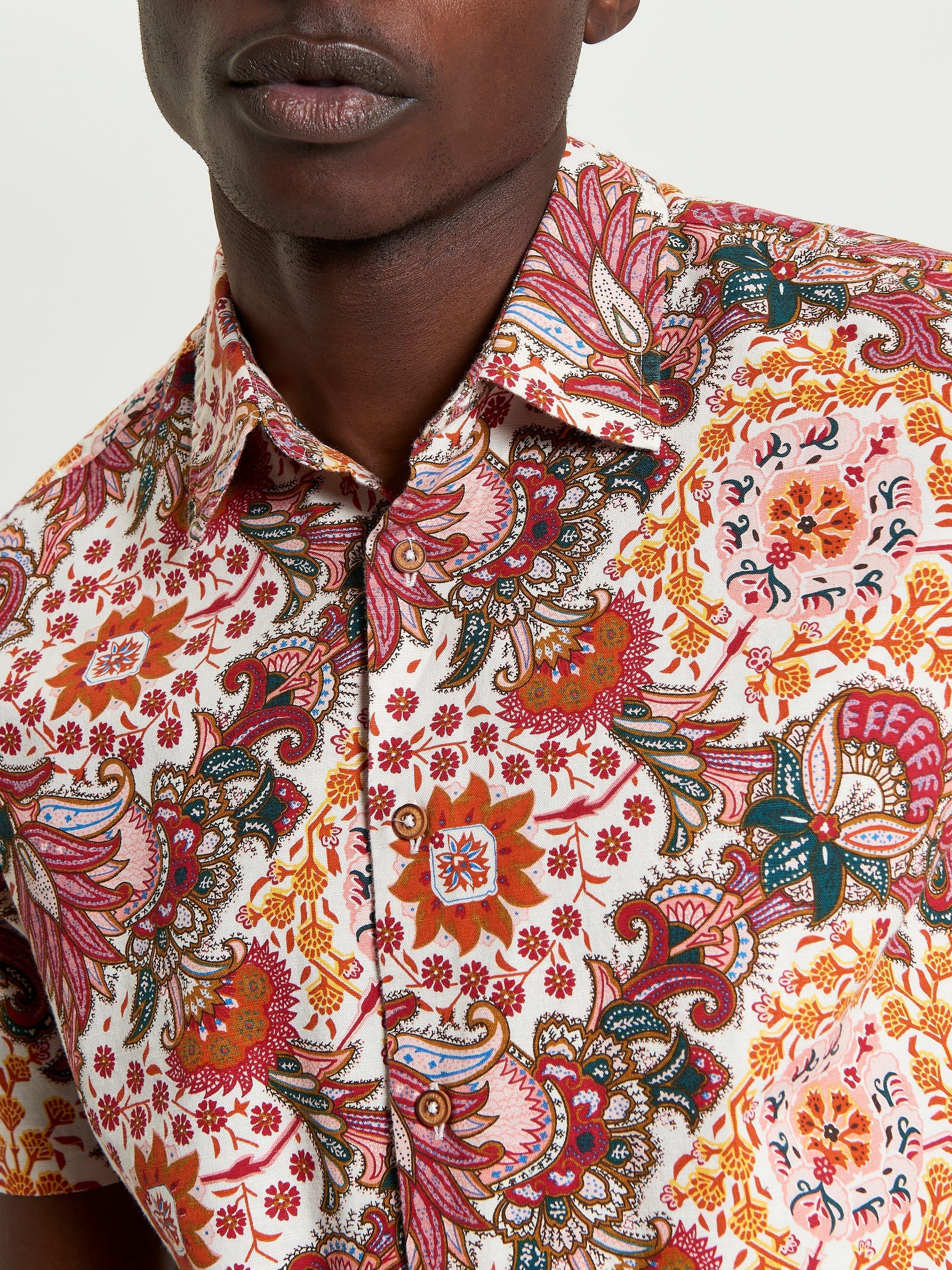 Product image 4 of 5, which shows Ben Sherman Cotton Regular Fit Floral Paisley Shirt, Ivory, S