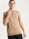 Ben Sherman Signature Organic Cotton Regular Fit Short Sleeve Polo Shirt, Sand