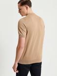 Ben Sherman Signature Organic Cotton Regular Fit Short Sleeve Polo Shirt, Sand