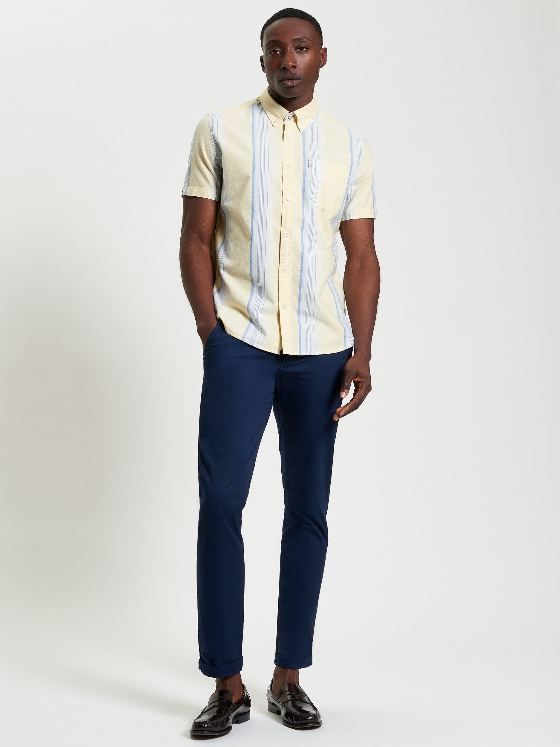 Product image 3 of 5, which shows Ben Sherman Cotton Regular Fit Oxford Stripe Shirt, Corn, S